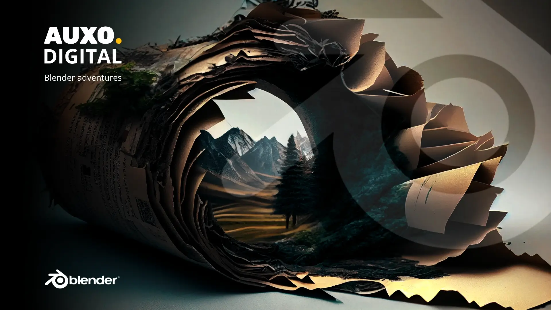 The captivating world inside of blender, blender logo, world inside of an old newspaper